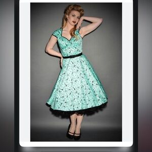Pinup Couture Heidi Dress Mint Pinup Print by Micheline Pitt